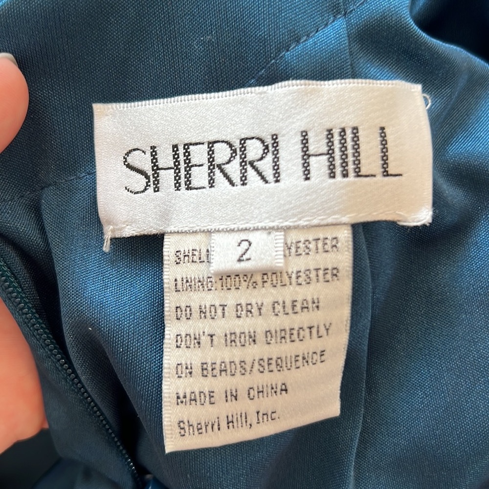Turquoise, Silk, Sherri Hill Short Dress - Picture 5 of 5